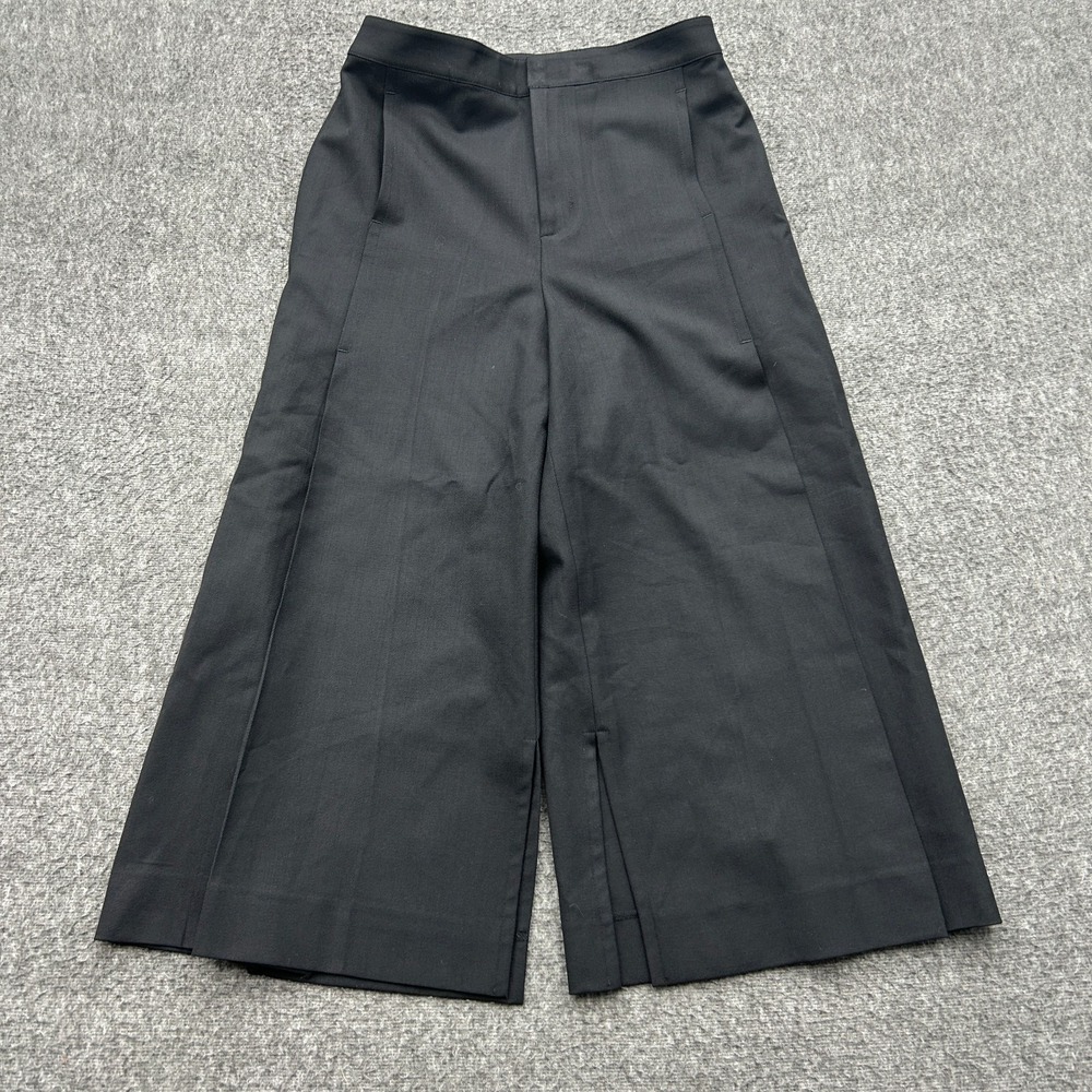 Club Monaco Caroline Wool Culotte Pants 4 Black Crop Wide Leg Dark Academia
